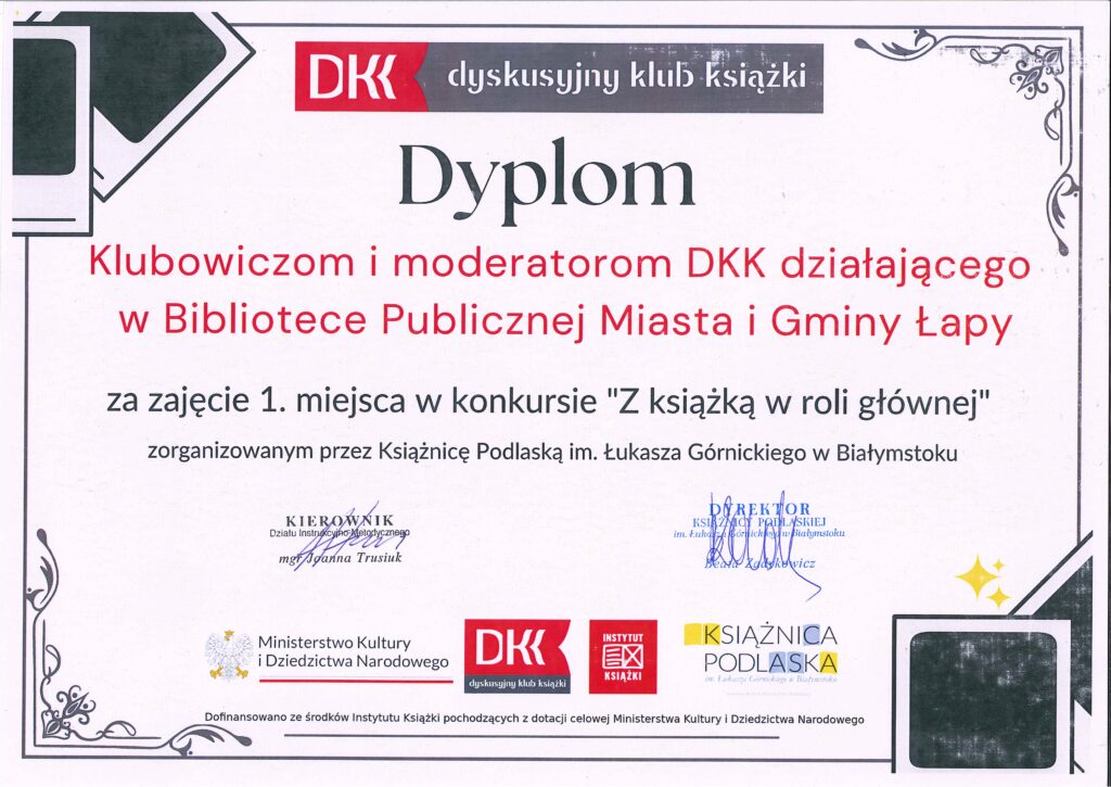 Nagroda dla DKK z naszej biblioteki