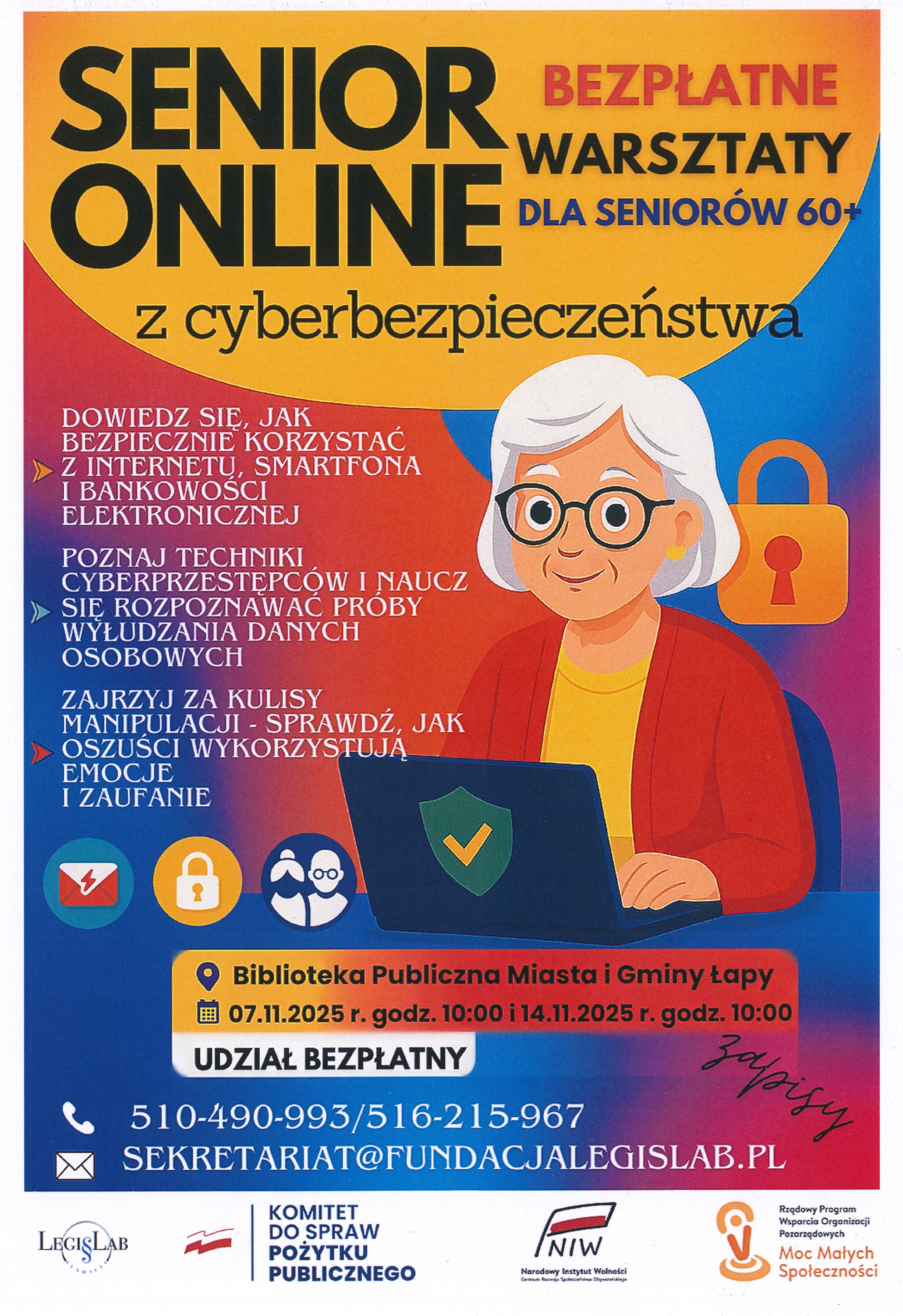 Zapraszamy na warsztaty z cyberbezpieczeństwa dla seniorów 60+ SENIOR ONLINE