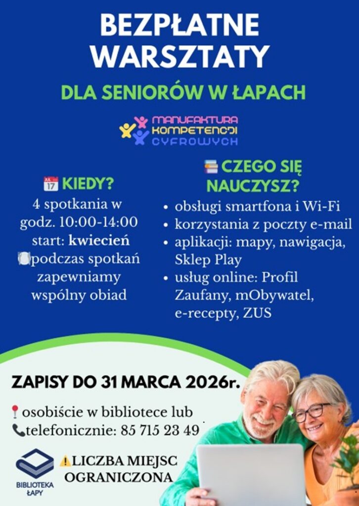 Zapraszamy seniorów na bezpłatne warsztaty cyfrowe