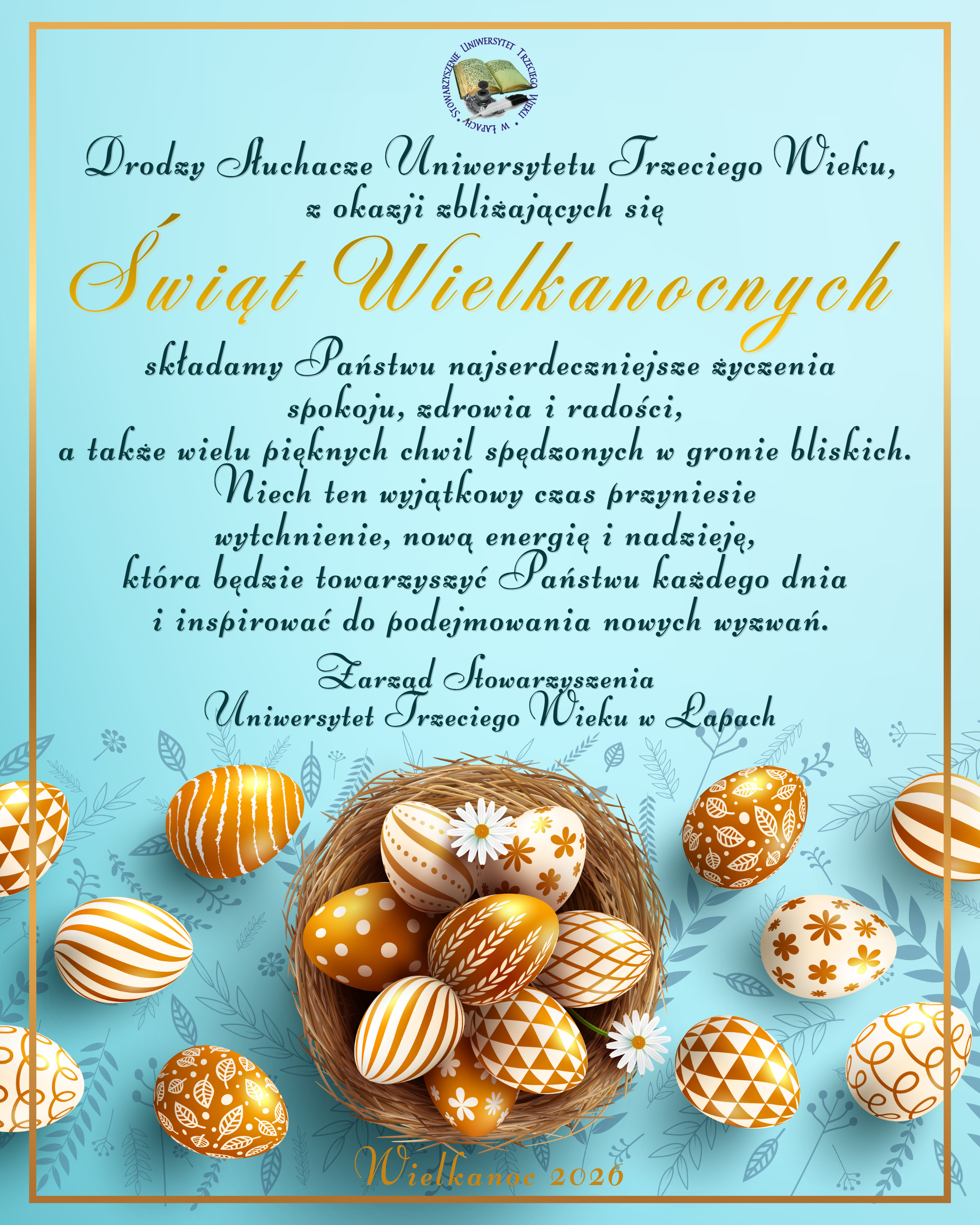 Życzenia wielkanocne dla Słuchaczy UTW